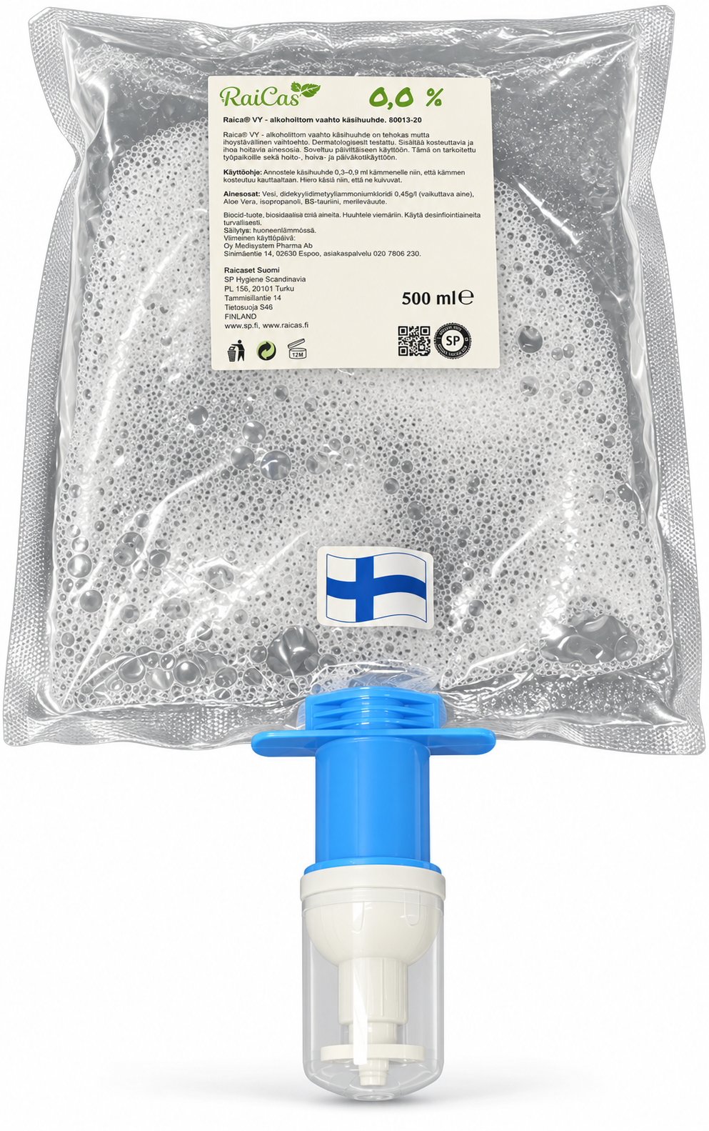 RAICAS® VF - ALKOHOLITON KÄSIHUUHDE VAAHTO ALC 0%, 80021-20, 500 ML